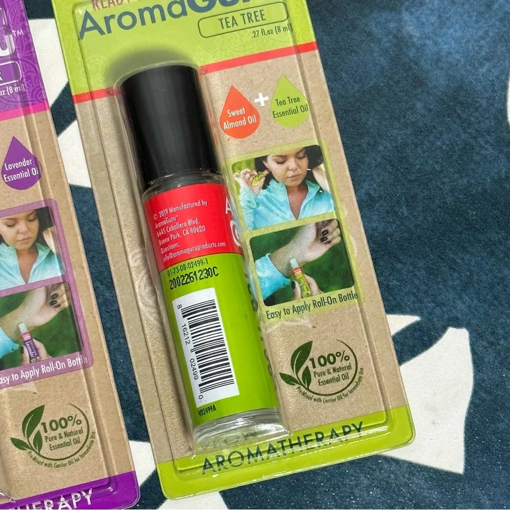 NEW AROMA GURU 2 - Roll On Tea Tree Oil & Lavender Essential Oil